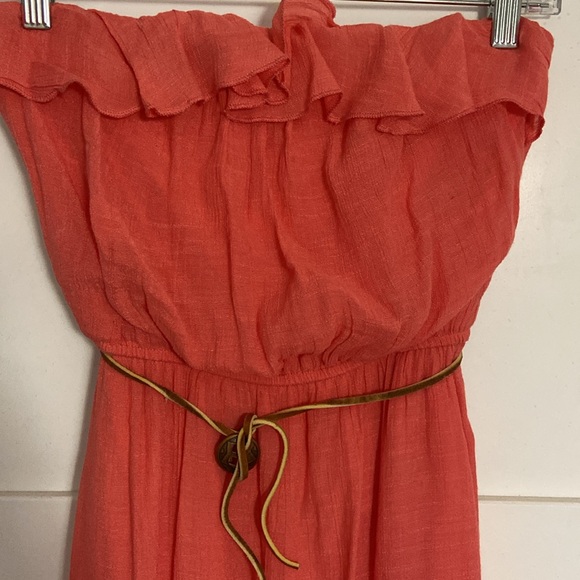 New Poetry Coral Strapless Dress w/Belt SZ MED - Picture 5 of 9